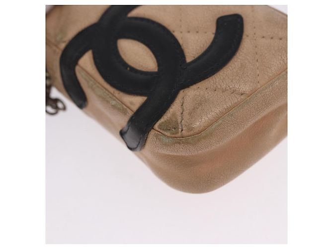 CHANEL Cambon Line Matelasse Pitillera Cuero Beige CC Auth 200101 - vista 7