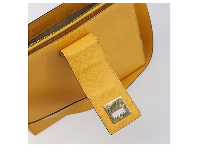Céline Borsa a tracolla CELINE Turn Lock PVC Canvas Yellow Gold Auth am12556V D'oro Giallo - vista 10
