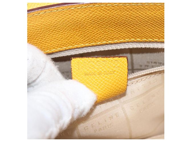 Céline Borsa a tracolla CELINE Turn Lock PVC Canvas Yellow Gold Auth am12556V D'oro Giallo - vista 12