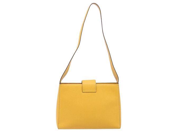 Céline Borsa a tracolla CELINE Turn Lock PVC Canvas Yellow Gold Auth am12556V D'oro Giallo - vista 2