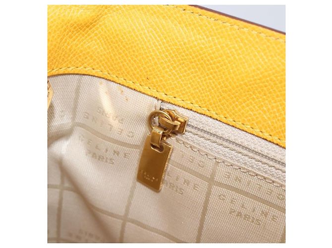 Céline Borsa a tracolla CELINE Turn Lock PVC Canvas Yellow Gold Auth am12556V D'oro Giallo - vista 21