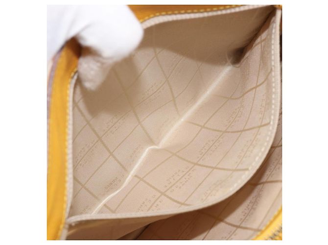 Céline Borsa a tracolla CELINE Turn Lock PVC Canvas Yellow Gold Auth am12556V D'oro Giallo - vista 22