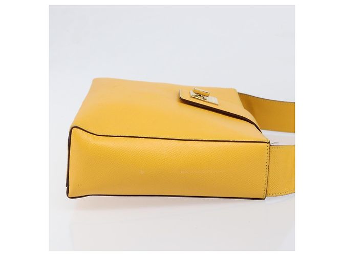 Céline Borsa a tracolla CELINE Turn Lock PVC Canvas Yellow Gold Auth am12556V D'oro Giallo - vista 3