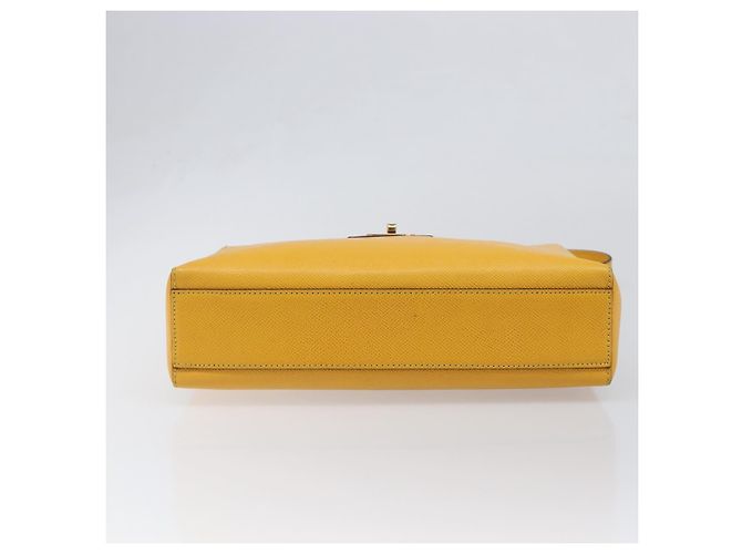 Céline Borsa a tracolla CELINE Turn Lock PVC Canvas Yellow Gold Auth am12556V D'oro Giallo - vista 5