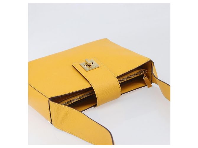 Céline Borsa a tracolla CELINE Turn Lock PVC Canvas Yellow Gold Auth am12556V D'oro Giallo - vista 6