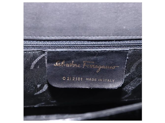 Borsa Salvatore Ferragamo Vernice 2way Nero Tono Oro Auth 196403 - vista 12