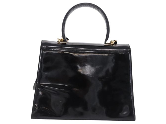 Borsa Salvatore Ferragamo Vernice 2way Nero Tono Oro Auth 196403 - vista 2