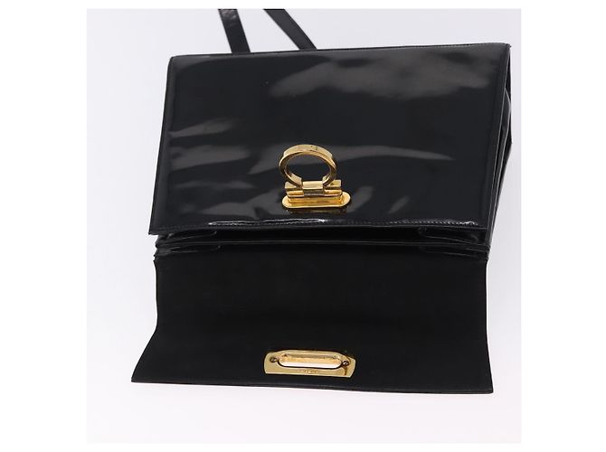 Borsa Salvatore Ferragamo Vernice 2way Nero Tono Oro Auth 196403 - vista 22