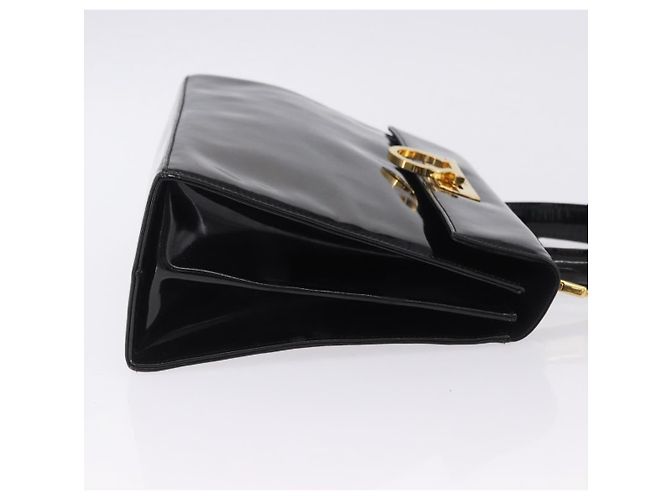 Borsa Salvatore Ferragamo Vernice 2way Nero Tono Oro Auth 196403 - vista 3