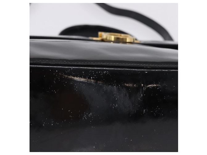 Borsa Salvatore Ferragamo Vernice 2way Nero Tono Oro Auth 196403 - vista 6