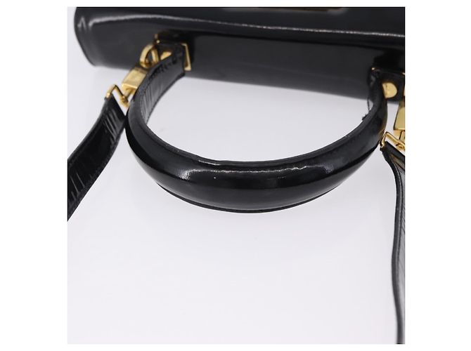 Borsa Salvatore Ferragamo Vernice 2way Nero Tono Oro Auth 196403 - vista 7