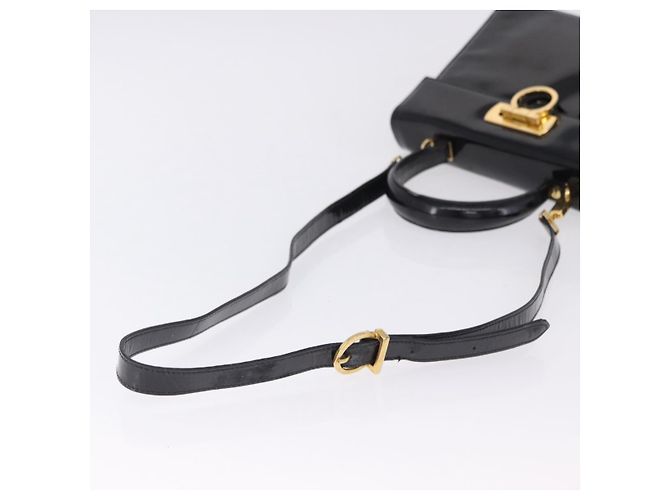 Borsa Salvatore Ferragamo Vernice 2way Nero Tono Oro Auth 196403 - vista 8