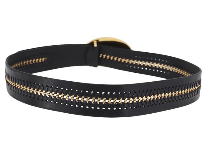 Cinturón VERSACE de cuero 43.3'' Negro Oro Auth hk4097 Dorado - vista 2