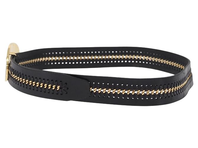 Cinturón VERSACE de cuero 43.3'' Negro Oro Auth hk4097 Dorado - vista 3