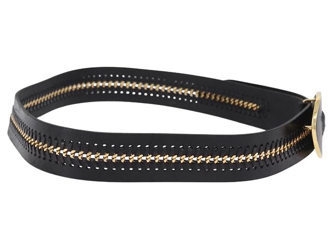 Cinturón VERSACE de cuero 43.3'' Negro Oro Auth hk4097 Dorado - vista 4