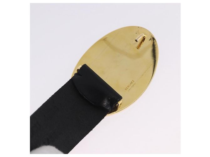 Cinturón VERSACE de cuero 43.3'' Negro Oro Auth hk4097 Dorado - vista 6