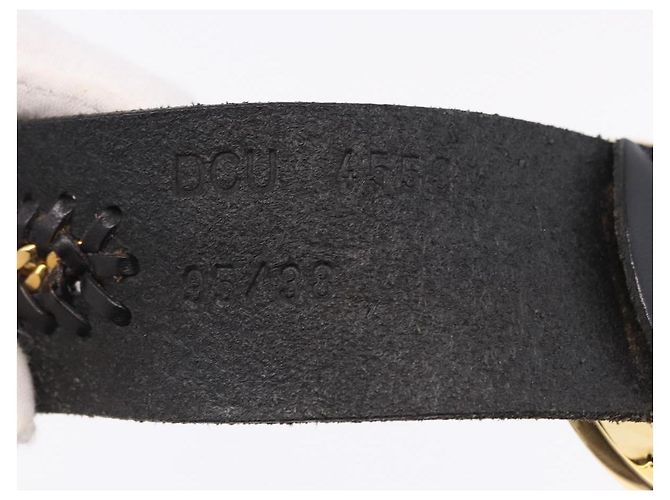 Cinturón VERSACE de cuero 43.3'' Negro Oro Auth hk4097 Dorado - vista 7