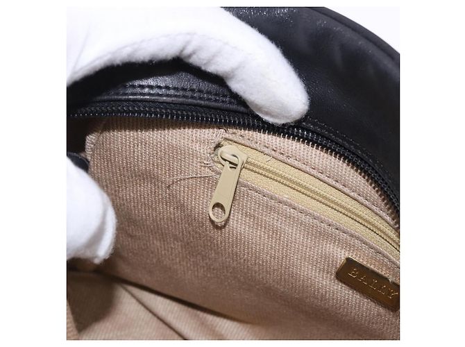 BALLY Schultertasche aus Leder Schwarz Goldfarben Auth 202169 - Ansicht 20