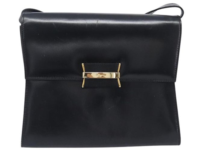 Borsa a tracolla Salvatore Ferragamo in pelle nera e oro Auth ka6004 Nero D'oro - vista 13