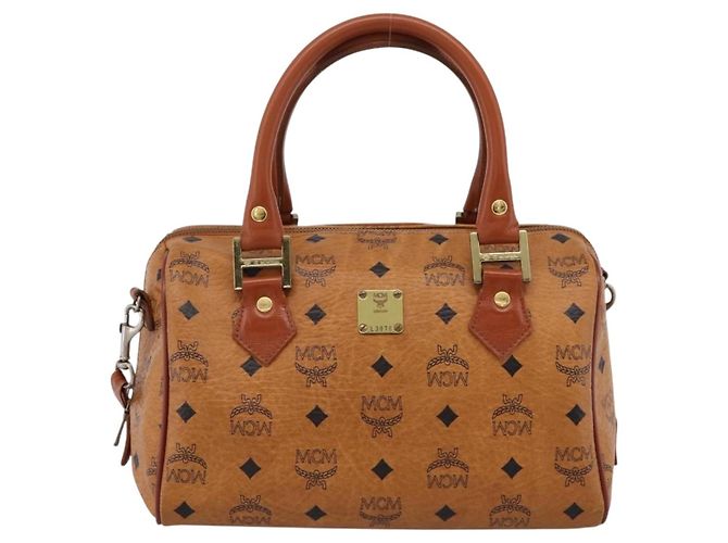 Borsa a mano MCM Vicetos PVC Pelle 2way Marrone Tono Oro Auth 202145A - vista 13