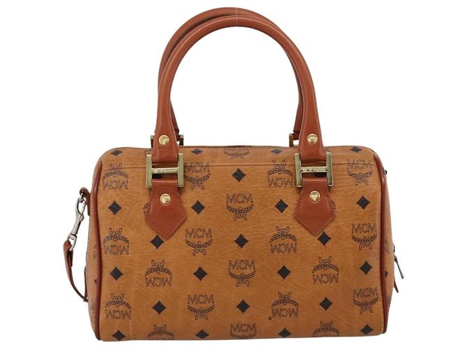 Borsa a mano MCM Vicetos PVC Pelle 2way Marrone Tono Oro Auth 202145A - vista 2