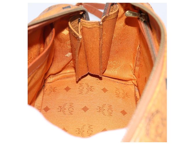 Borsa a mano MCM Vicetos PVC Pelle 2way Marrone Tono Oro Auth 202145A - vista 20