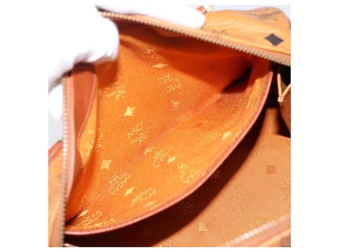 Borsa a mano MCM Vicetos PVC Pelle 2way Marrone Tono Oro Auth 202145A - vista 21