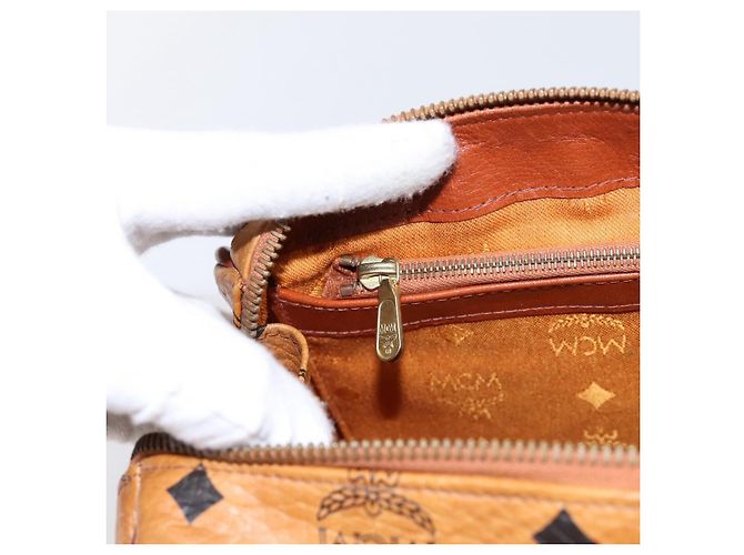 Borsa a mano MCM Vicetos PVC Pelle 2way Marrone Tono Oro Auth 202145A - vista 22