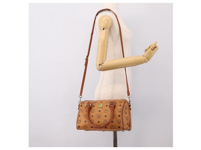 Borsa a mano MCM Vicetos PVC Pelle 2way Marrone Tono Oro Auth 202145A - vista 25