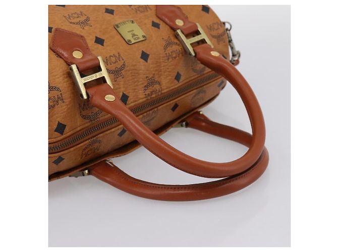 Borsa a mano MCM Vicetos PVC Pelle 2way Marrone Tono Oro Auth 202145A - vista 7