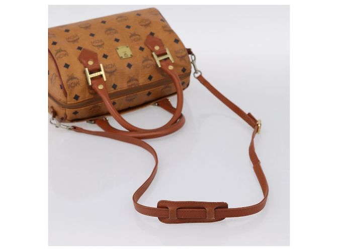 Borsa a mano MCM Vicetos PVC Pelle 2way Marrone Tono Oro Auth 202145A - vista 8