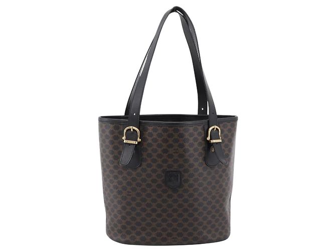 16 Céline Borsa Tote CELINE Macadam Canvas PVC Leather Black Gold Auth 201999A Nero D'oro - vista 13