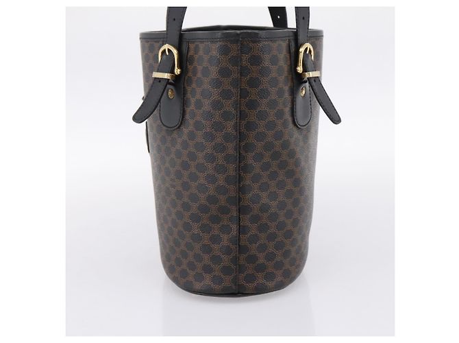 16 Céline Borsa Tote CELINE Macadam Canvas PVC Leather Black Gold Auth 201999A Nero D'oro - vista 4