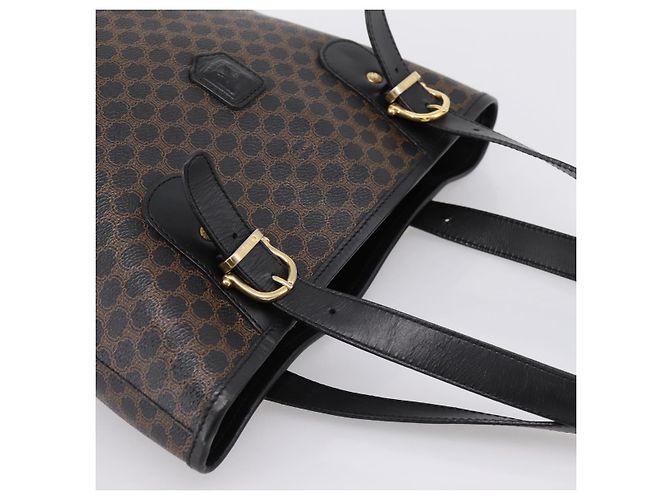 16 Céline Borsa Tote CELINE Macadam Canvas PVC Leather Black Gold Auth 201999A Nero D'oro - vista 6