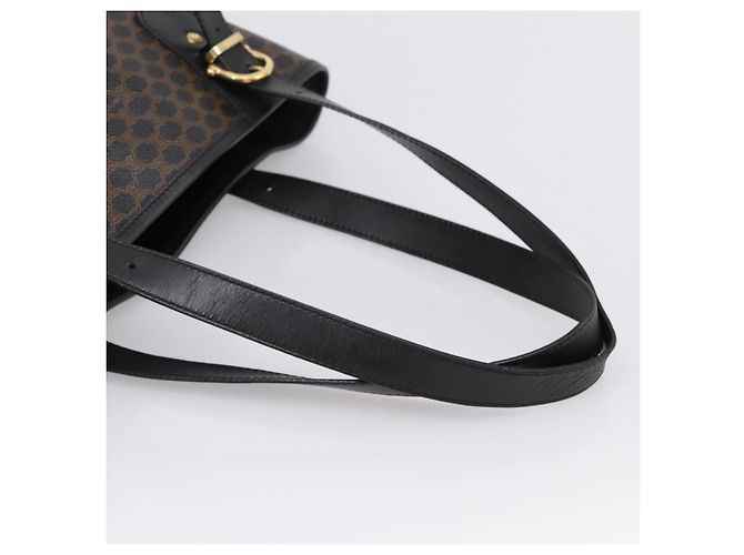 16 Céline Borsa Tote CELINE Macadam Canvas PVC Leather Black Gold Auth 201999A Nero D'oro - vista 7