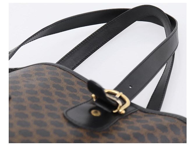 16 Céline Borsa Tote CELINE Macadam Canvas PVC Leather Black Gold Auth 201999A Nero D'oro - vista 8