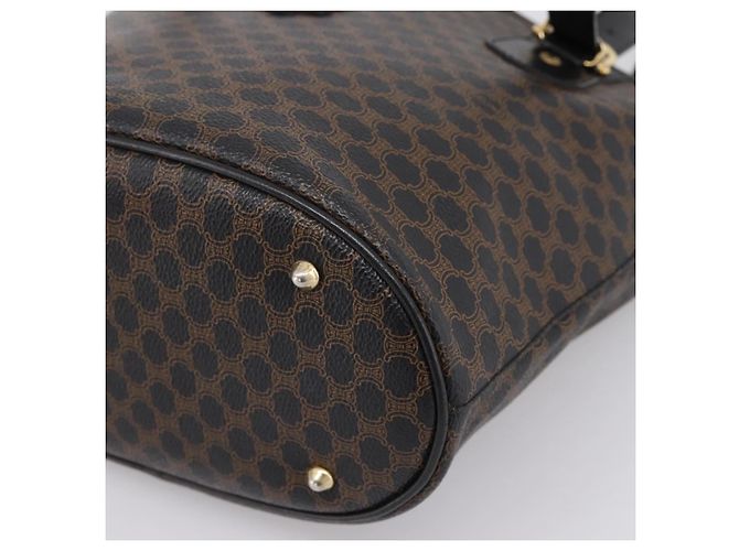 16 Céline Borsa Tote CELINE Macadam Canvas PVC Leather Black Gold Auth 201999A Nero D'oro - vista 9
