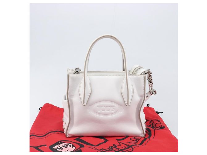 Autre Marque Borsa TODfS x Alber Elbaz in pelle bianca e argento autentica am12484V Bianco - vista 12