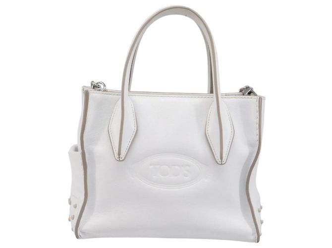 Autre Marque Borsa TODfS x Alber Elbaz in pelle bianca e argento autentica am12484V Bianco - vista 13