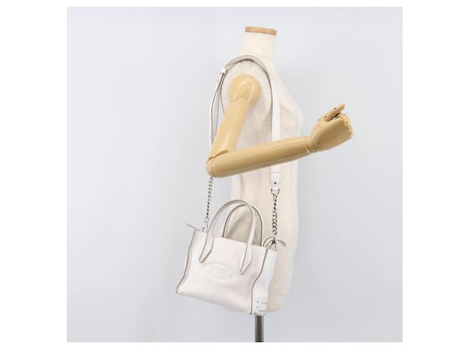 Autre Marque Borsa TODfS x Alber Elbaz in pelle bianca e argento autentica am12484V Bianco - vista 25
