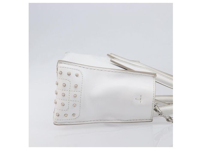 Autre Marque Borsa TODfS x Alber Elbaz in pelle bianca e argento autentica am12484V Bianco - vista 3