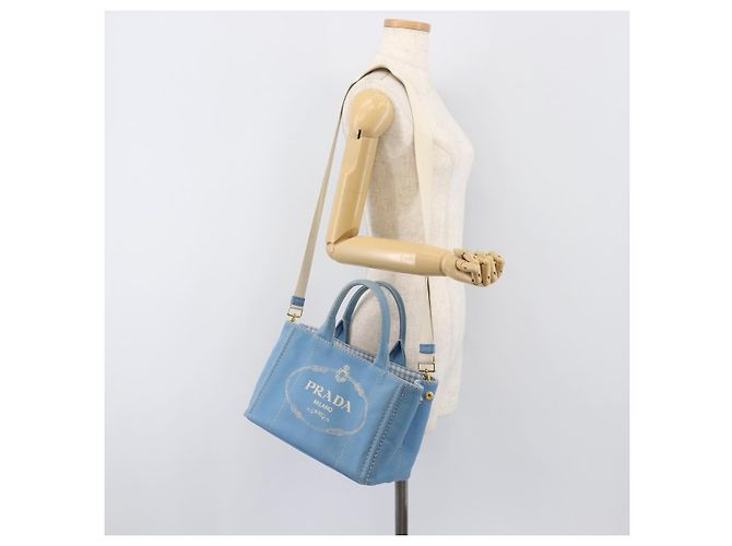 Sac à main LOUIS VUITTON Canapa PM Canvas 2 voies Bleu Clair Or LV Auth 199874V - vue 27