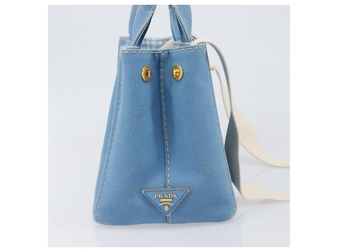 Sac à main LOUIS VUITTON Canapa PM Canvas 2 voies Bleu Clair Or LV Auth 199874V - vue 4