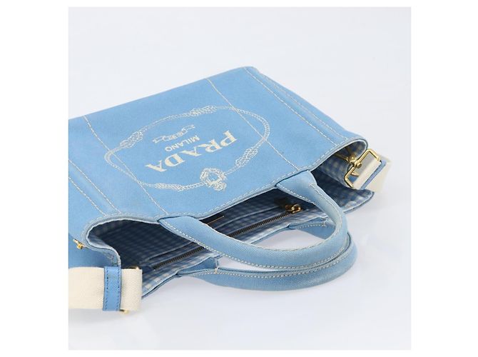 Sac à main LOUIS VUITTON Canapa PM Canvas 2 voies Bleu Clair Or LV Auth 199874V - vue 6