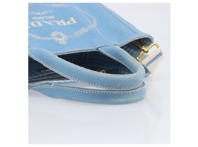 Sac à main LOUIS VUITTON Canapa PM Canvas 2 voies Bleu Clair Or LV Auth 199874V - vue 7