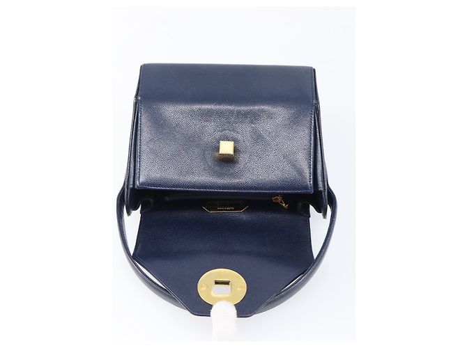 GIVENCHY Handtasche aus Leder Navy Gold Auth 200997 Golden Marineblau - Ansicht 10