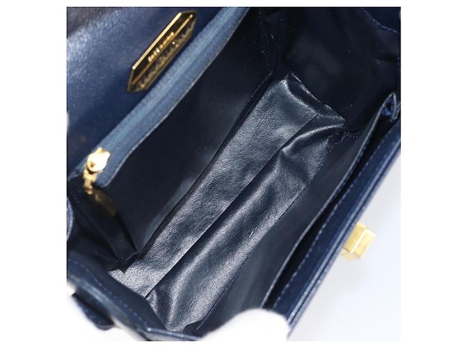GIVENCHY Handtasche aus Leder Navy Gold Auth 200997 Golden Marineblau - Ansicht 11