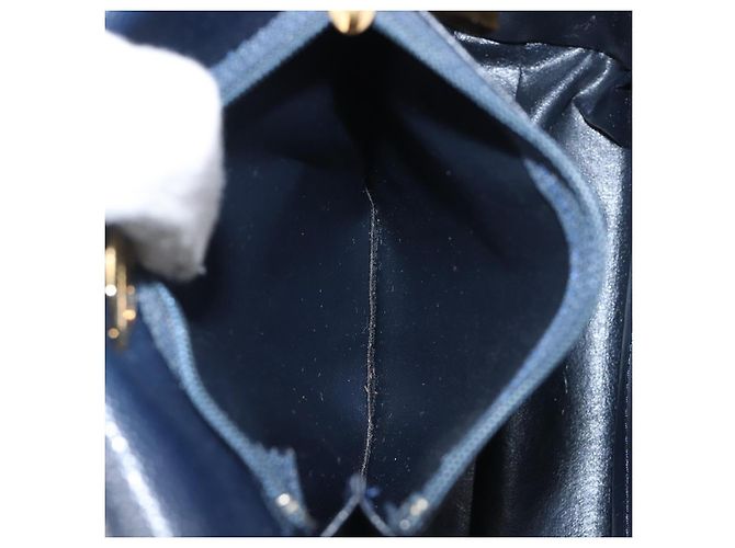 GIVENCHY Handtasche aus Leder Navy Gold Auth 200997 Golden Marineblau - Ansicht 12