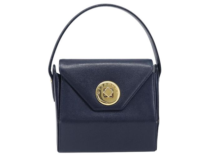 GIVENCHY Handtasche aus Leder Navy Gold Auth 200997 Golden Marineblau - Ansicht 13