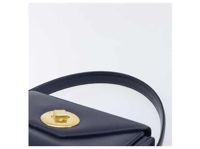GIVENCHY Handtasche aus Leder Navy Gold Auth 200997 Golden Marineblau - Ansicht 14